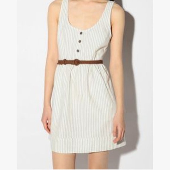 UO Cope Striped Button Front Linen Dress - Picture 1 of 2